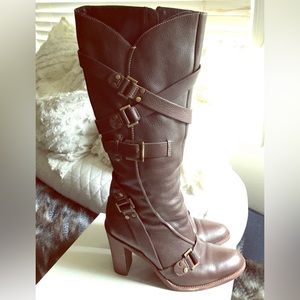 BCBG Max Azria Brown pebble leather high boots